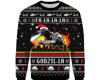 Godzilla Xmas Sweater - Etsy