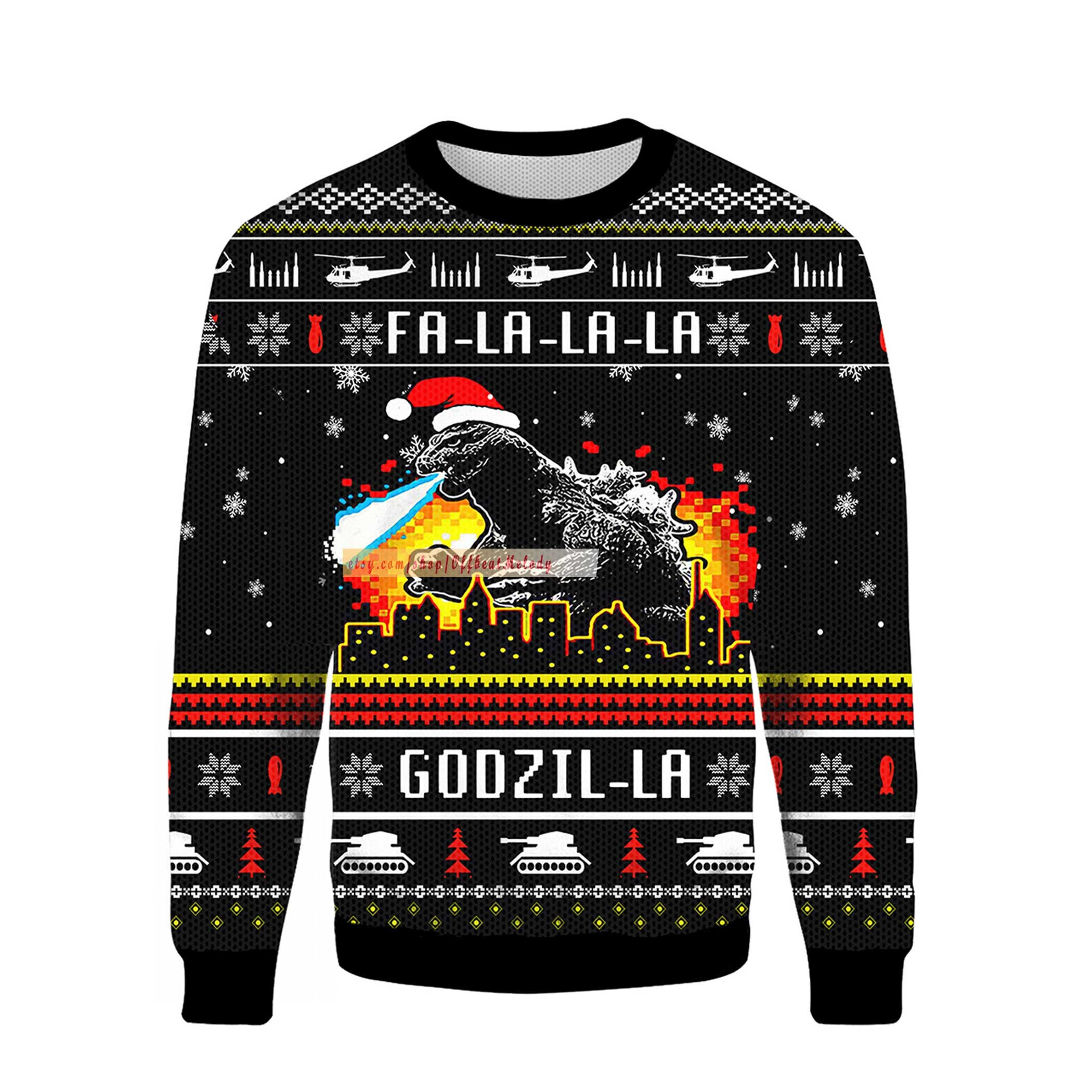Godzilla Xmas Sweater - Etsy