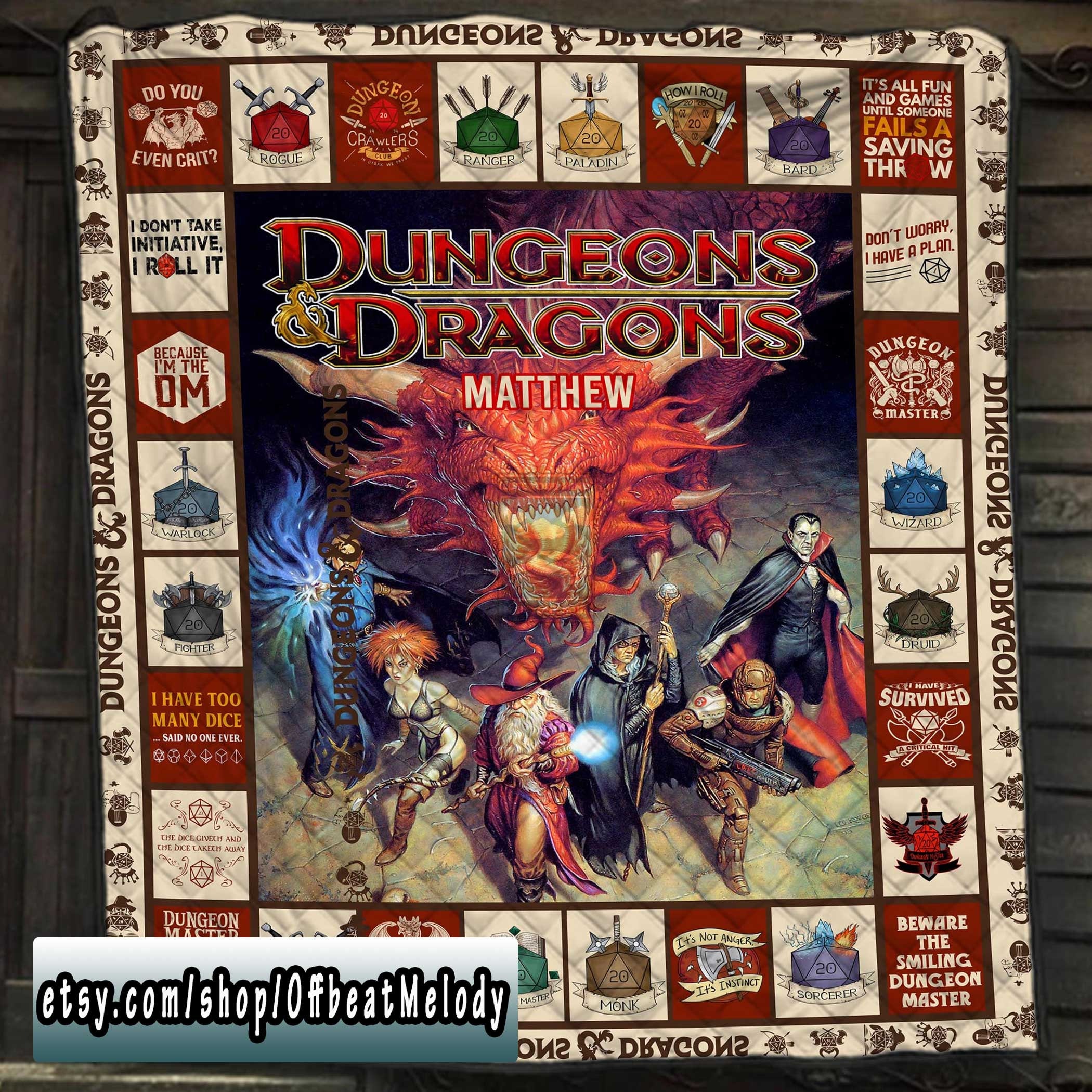 Dungeons And Dragons DnD PREMIUM Blanket, DnD Game Fan Fleece Blanket