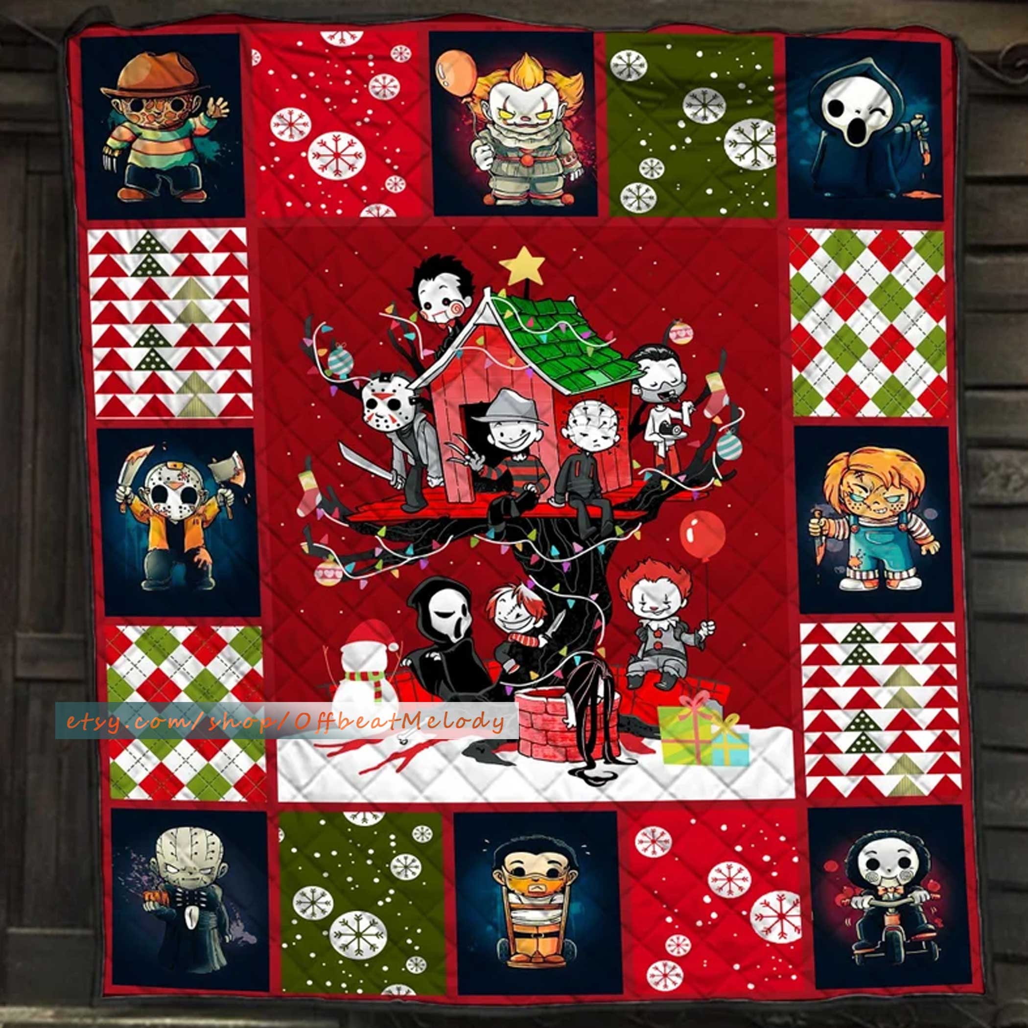 Discover Horror Movie Characters Christmas Blanket Quilt