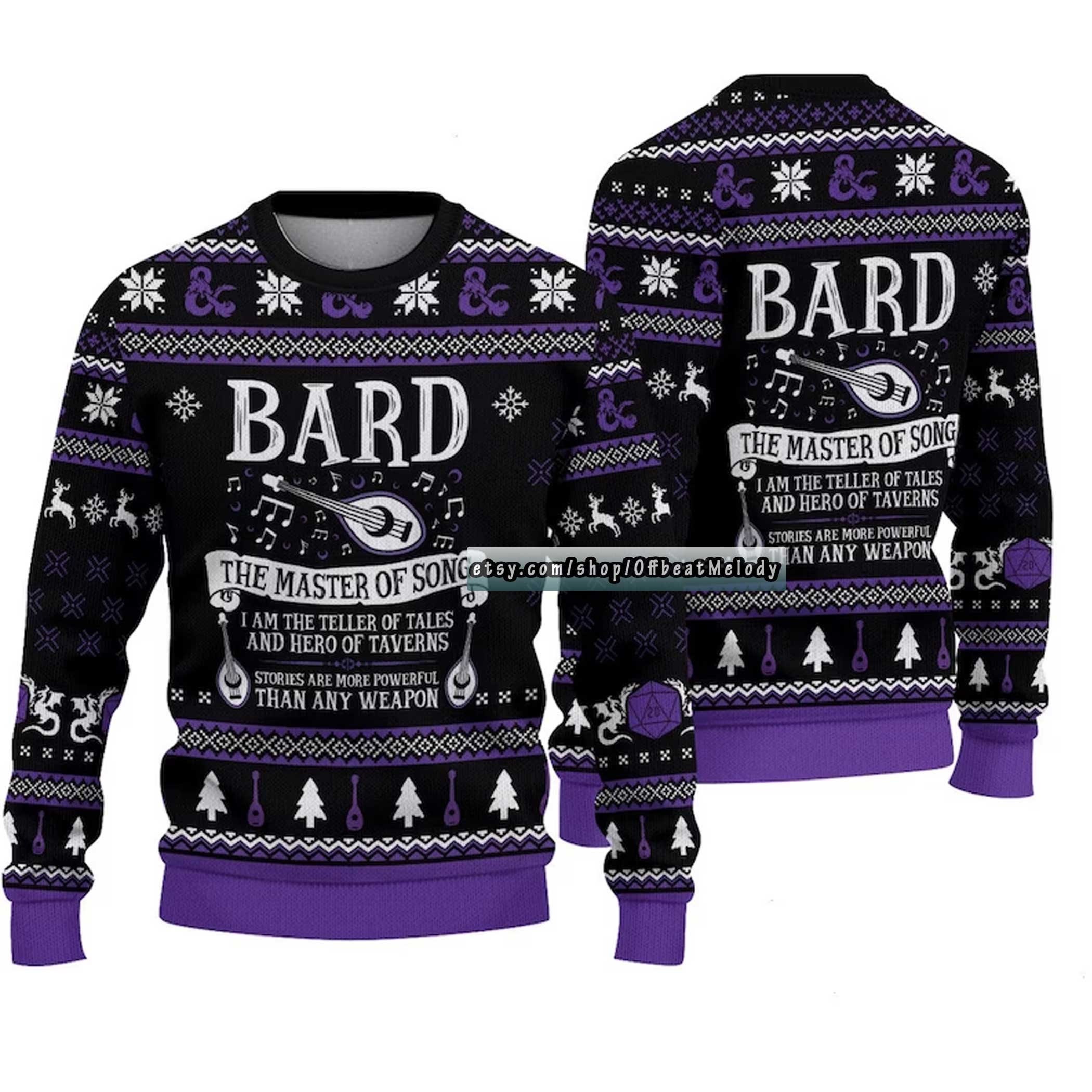 DnD Classes Collection Christmas Ugly Sweater, DnD Christmas Ugly Sweater Over Print, Dungeons and Dragons Ugly Christmas Ugly Sweater 3D