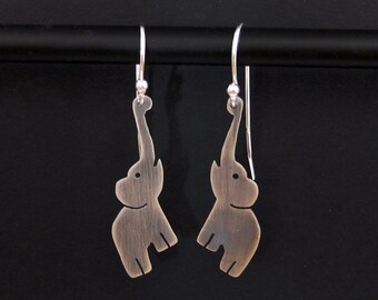 Elephant Earrings - Sterling Silver Elephant Jewelry - Fun Animal Earrings - African Animal Lover Gift - Lucky Elephant African Earrings