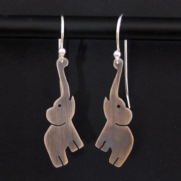 Sterling Silver Elephant Earrings - Silver Elephant Jewelry - Fun Animal Earrings - African Animal Lover Gift - Whimsical African Earrings