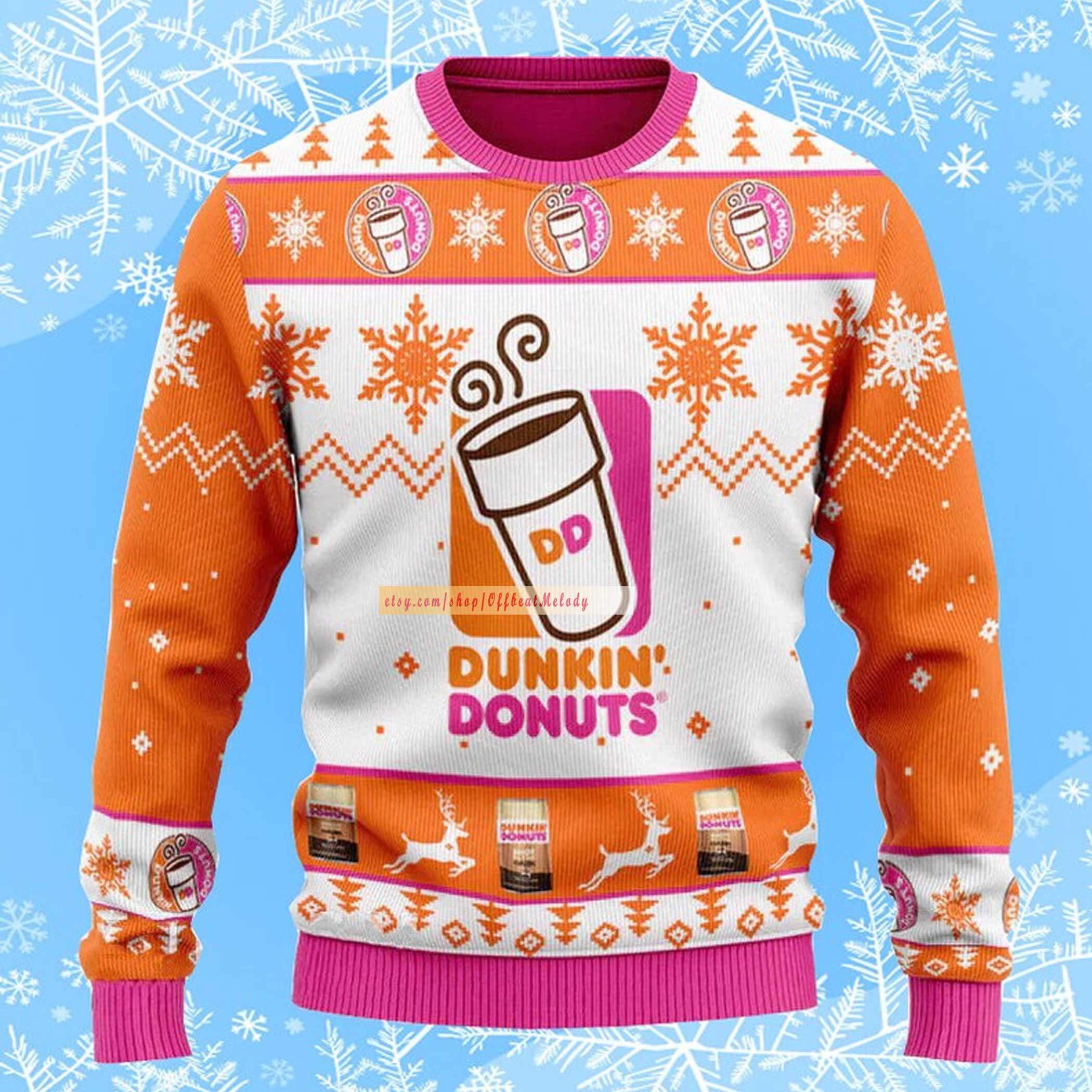 Dunkin Donuts Ugly Christmas 3D Sweater