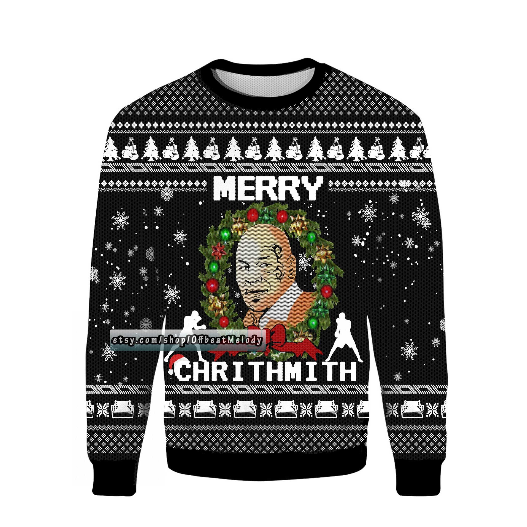 Discover Mike Tyson Merry Christmith Christmas Ugly Sweater, Mike Tyson Fans Ugly Sweater All Over Print, Boxing Lovers Ugly Christmas Sweater