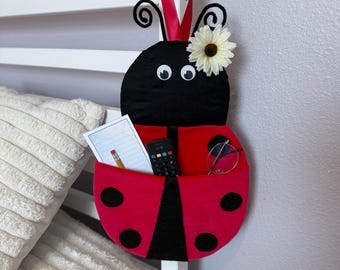 Ledybug-vormige stoffen organizer voor accessoires, kinderkamer, woonkamer en woondecoratie