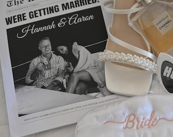 Personalized Wedding Newspaper Template: Editable Canva Itinerary (PDF)