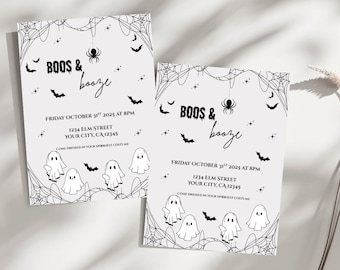 Boos & Booze Halloween Party Invitation Template (Digital Download)