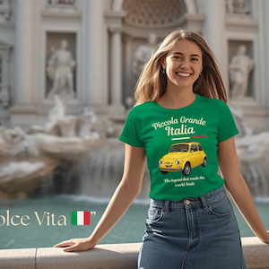 Italian Vintage Fiat 500 Shirt - Classic 1968 Retro Car Tee, Italy Travel Gift, Italian Style T-Shirt, Auto Lover Apparel, Dolce Vita Tee