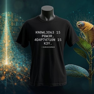 Koszulka „1337 Speak” „KN0WL3D63 15 P0W3R” – Intelektualna koszulka z kodem – Koszulka z filozofią technologii