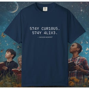 T-shirt 1337 Speak "574Y CUR10U5" - T-shirt met positieve gecodeerde boodschap - shirt met minimale filosofie