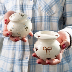 Floral Mini Keepsake Urn for Ashes: Small Hand-Painted Botanical Cremation Urn, Personalized Flower Urn, 5 Cubic Inches