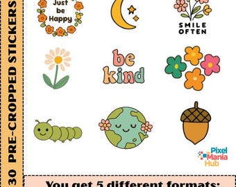 Inspirational Floral Sticker Bundle, Cute Positive Quote Stickers, Printable Sticker Design- png,pdf,svg,eps,dfx