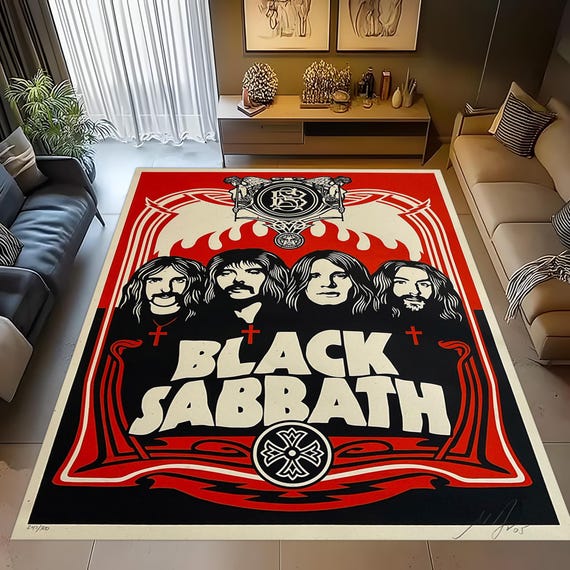 SUPREME Black Sabbath RUG ブラックサバス　ラグ Black Sabbath Rug: Heavy Metal Music Decor - Etsy