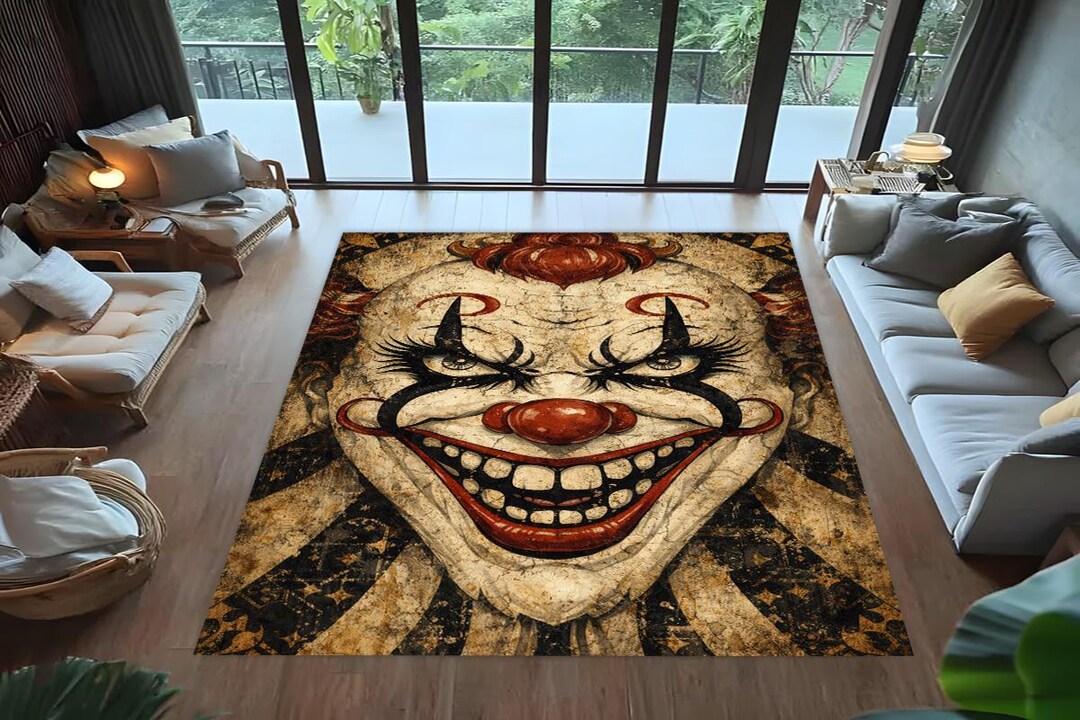 Vintage Horror Clown Rug, Gothic Circus Area Carpet, Living Room Decor ...