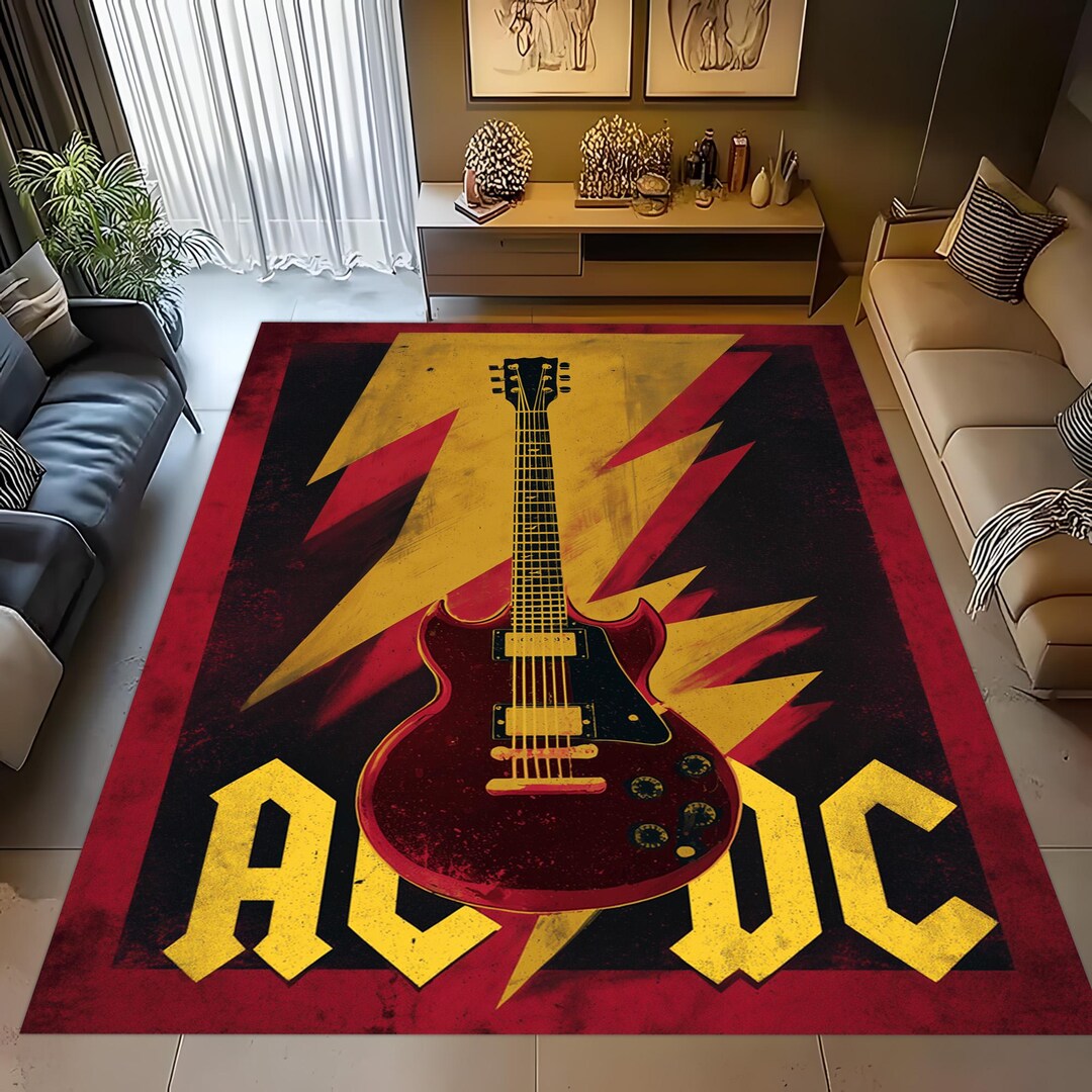 ACDC Guitar Rug: Electric Lightning Carpet, Rock Music Design ...