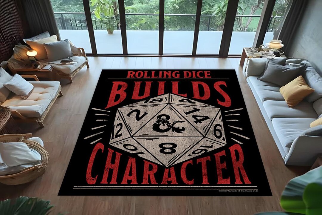 D20 Dice Rug, Rolling Dice Builds Character Carpet, Tabletop Gaming ...