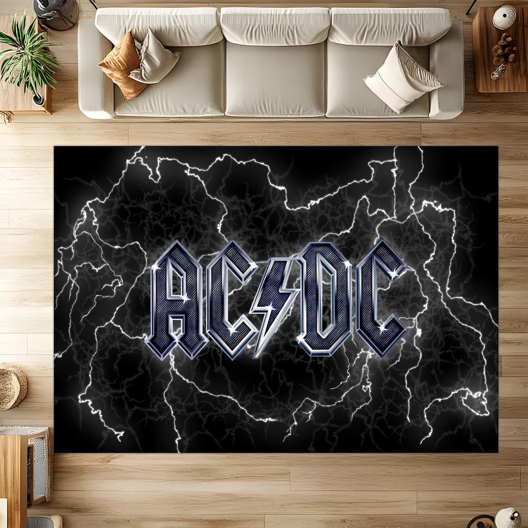 ACDC Music Rug: Hard Rock Band Decor, Guitar Studio Home Style,thunder ...
