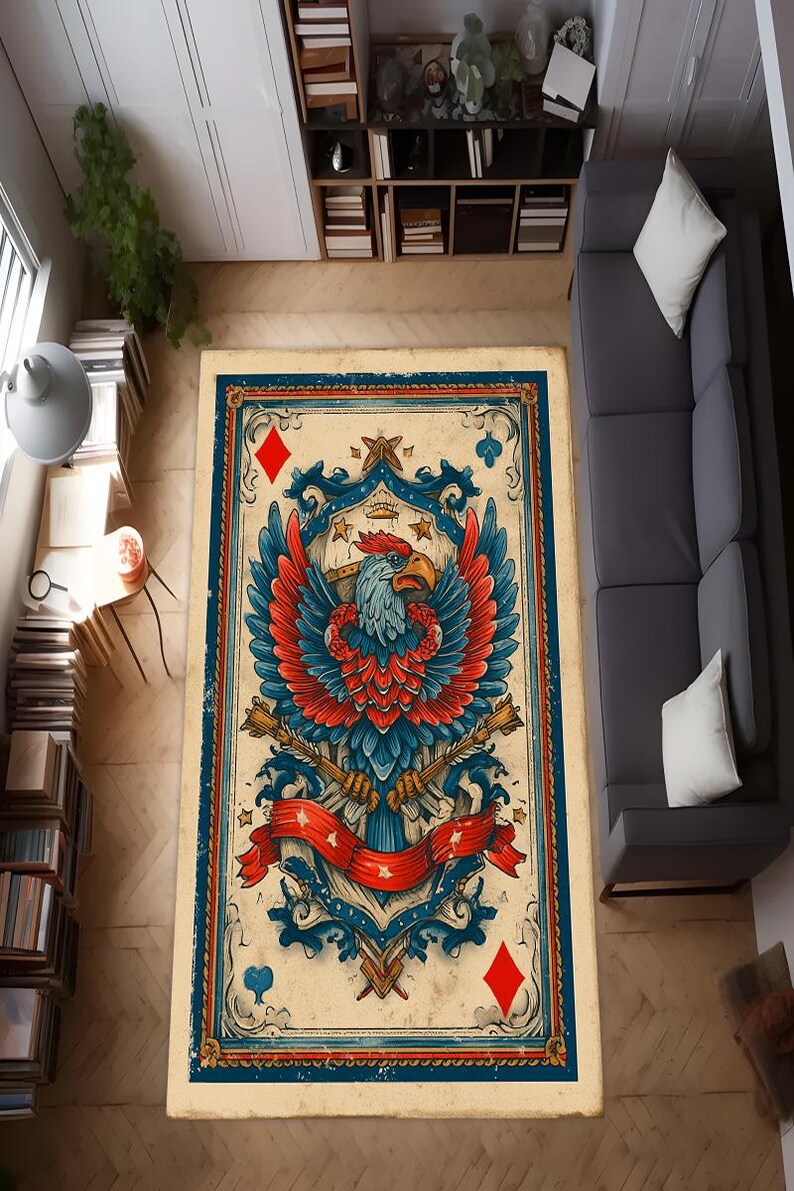Medieval Area Rug Medieval King Card Style Area Rug, Heraldic Crest Carpet, Statement ...