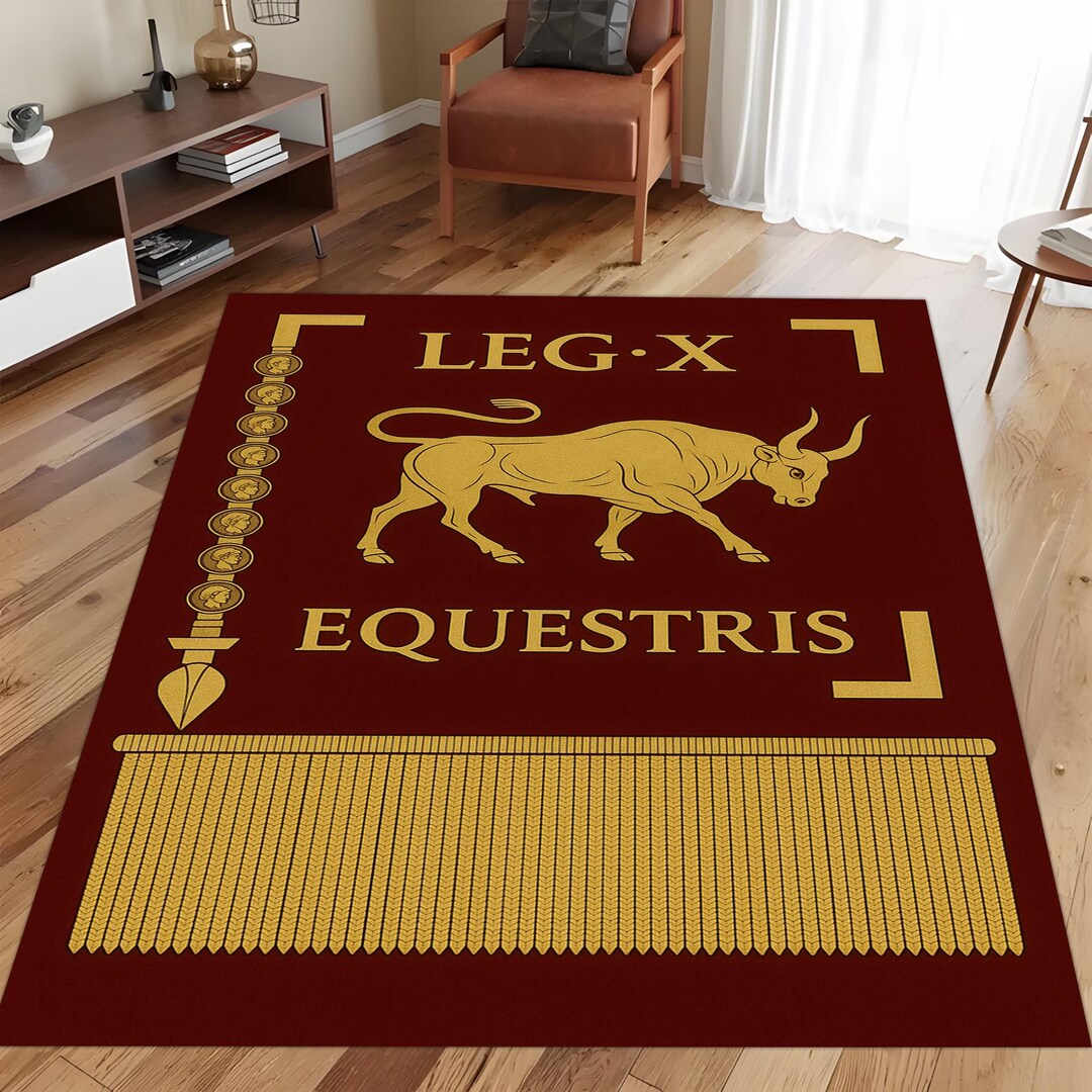 Roman Legion Bull Rug: Military Banner Inspired Design, Historic ...