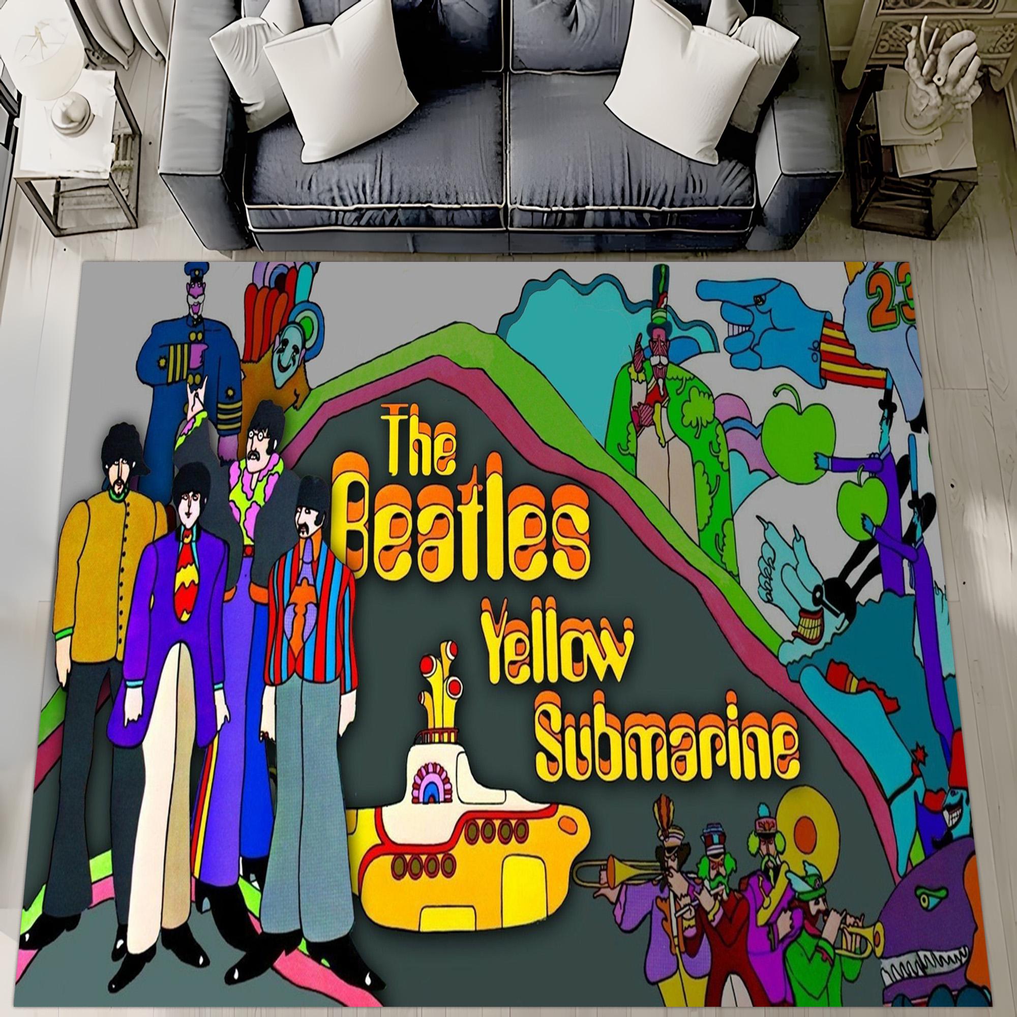 Beatles Yellow Submarine Rug: Psychedelic Pop Art Design, Retro