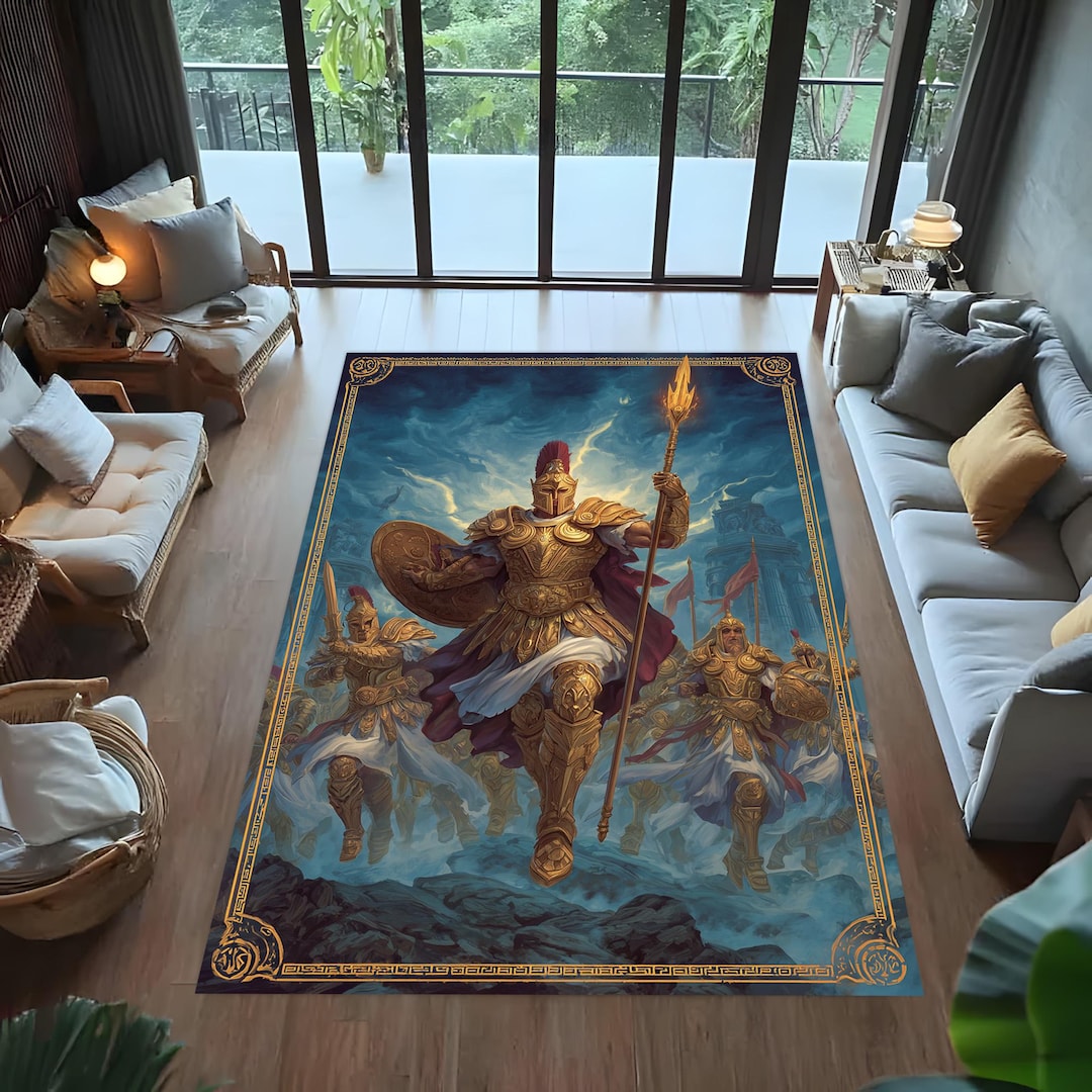 Epic Handmade Rug Epic Warrior Rug Ancient Armor Soldier Art Living Room Area Rug Bold ...