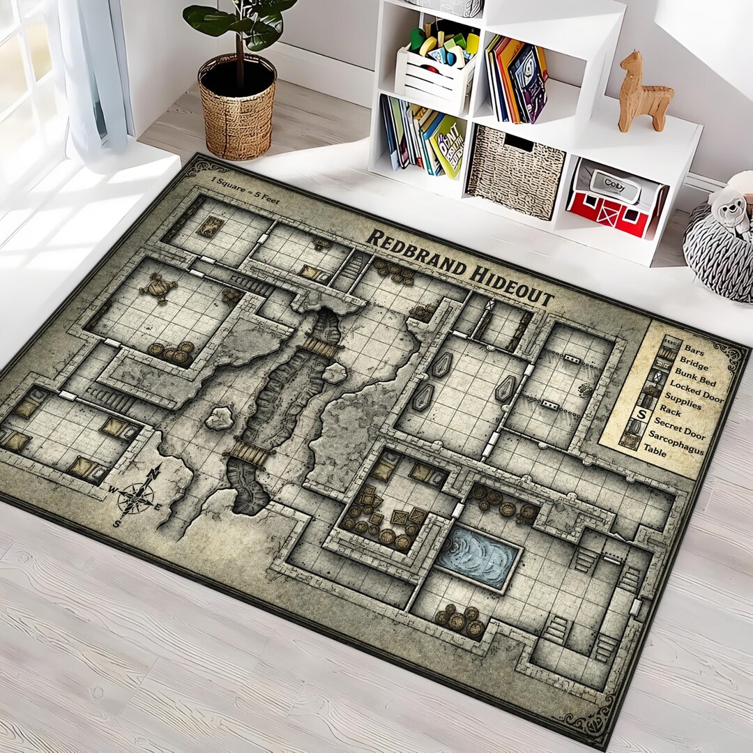 Dungeon Map Area Rug, Fantasy Hideout Rug, RPG Game Room Decor Rugs - Etsy