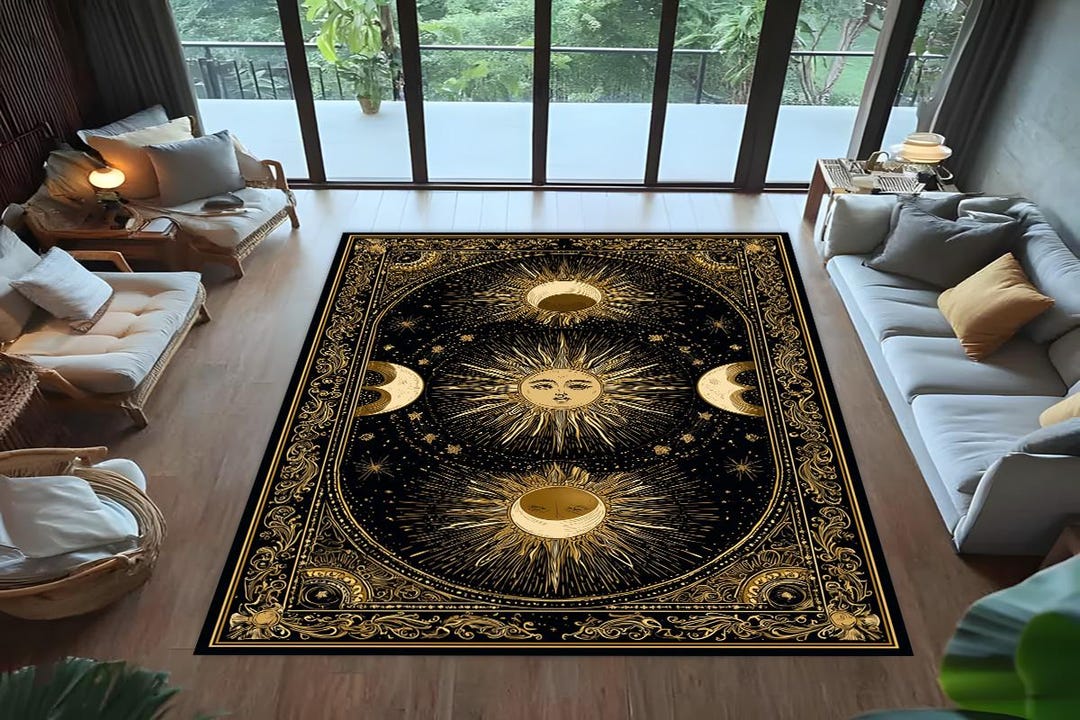 Celestial Rugs Celestial Sun Moon Rug, Tarot Carpet, Astrology Decor - Etsy