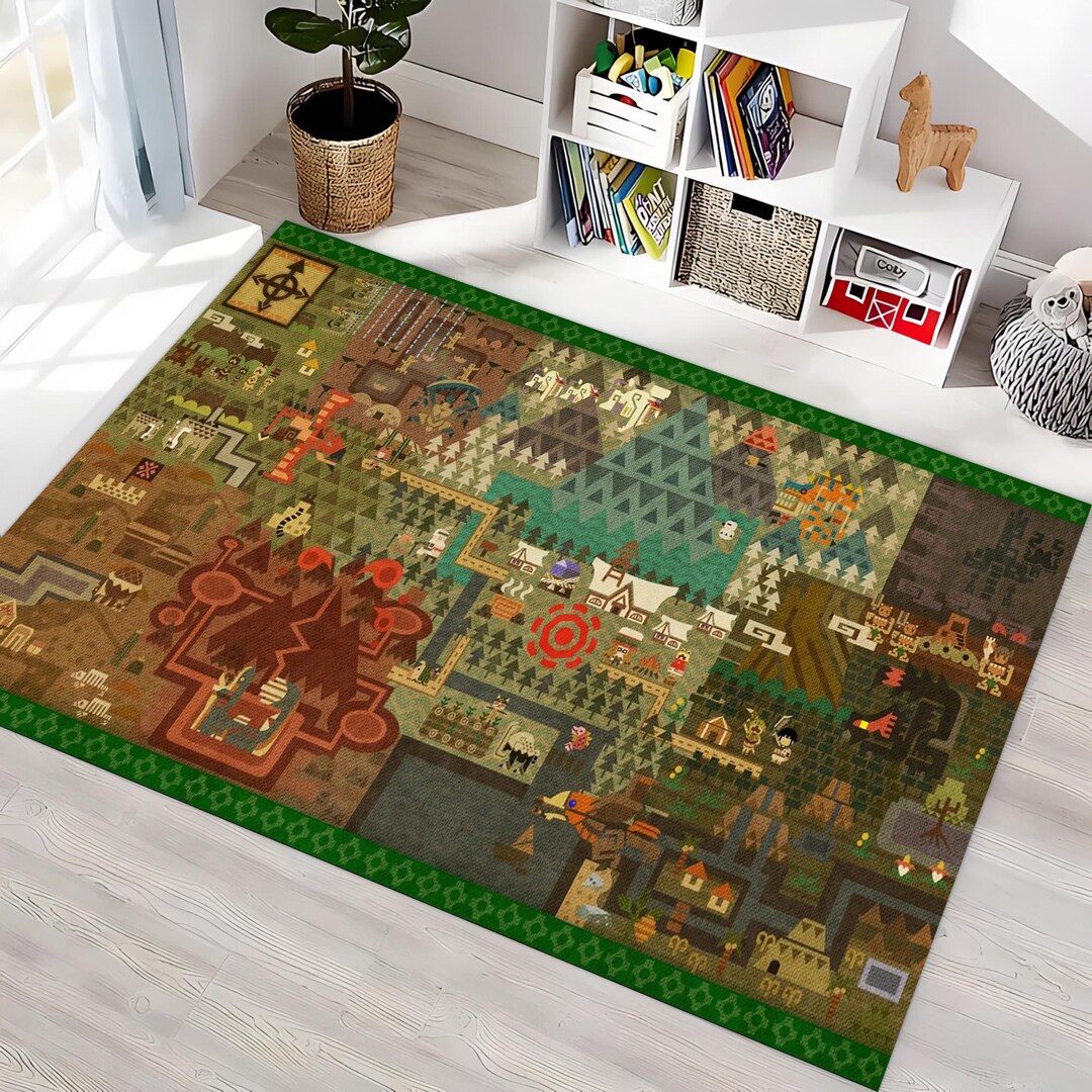 Pixel Monster Rug Monster Map Rug, Hunter Themed Rug, Decorative Home Decor - Etsy