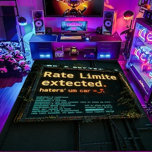 Cyberpunk Ratenlimite Zeichen Teppich Hacker Klemme Tech Wand Kunst Dekor