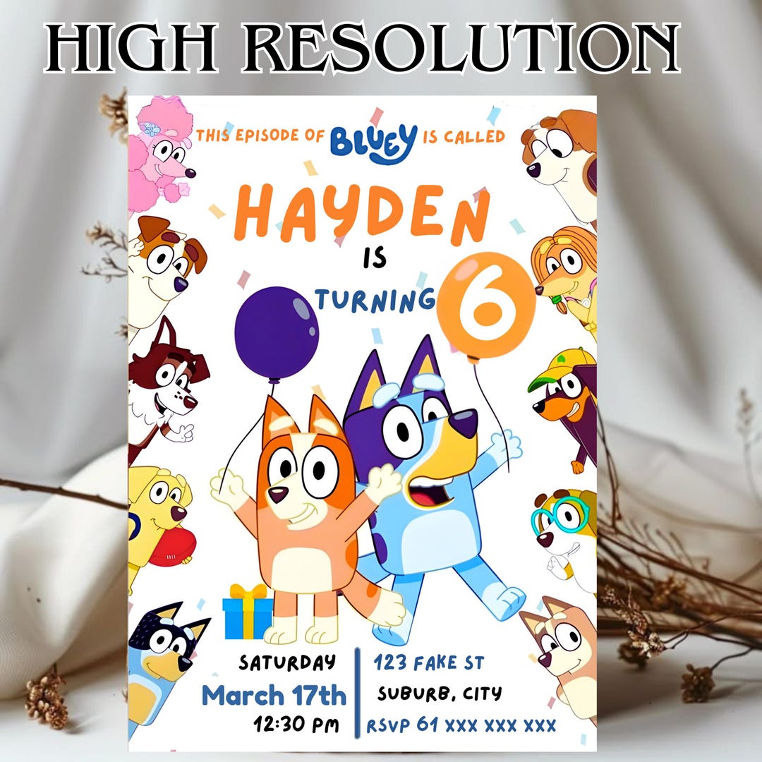Bluey Birthday Invitation | Editable Kids Party Invite (digital ...