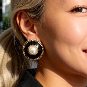 Black Pearl Statement Stud Earrings