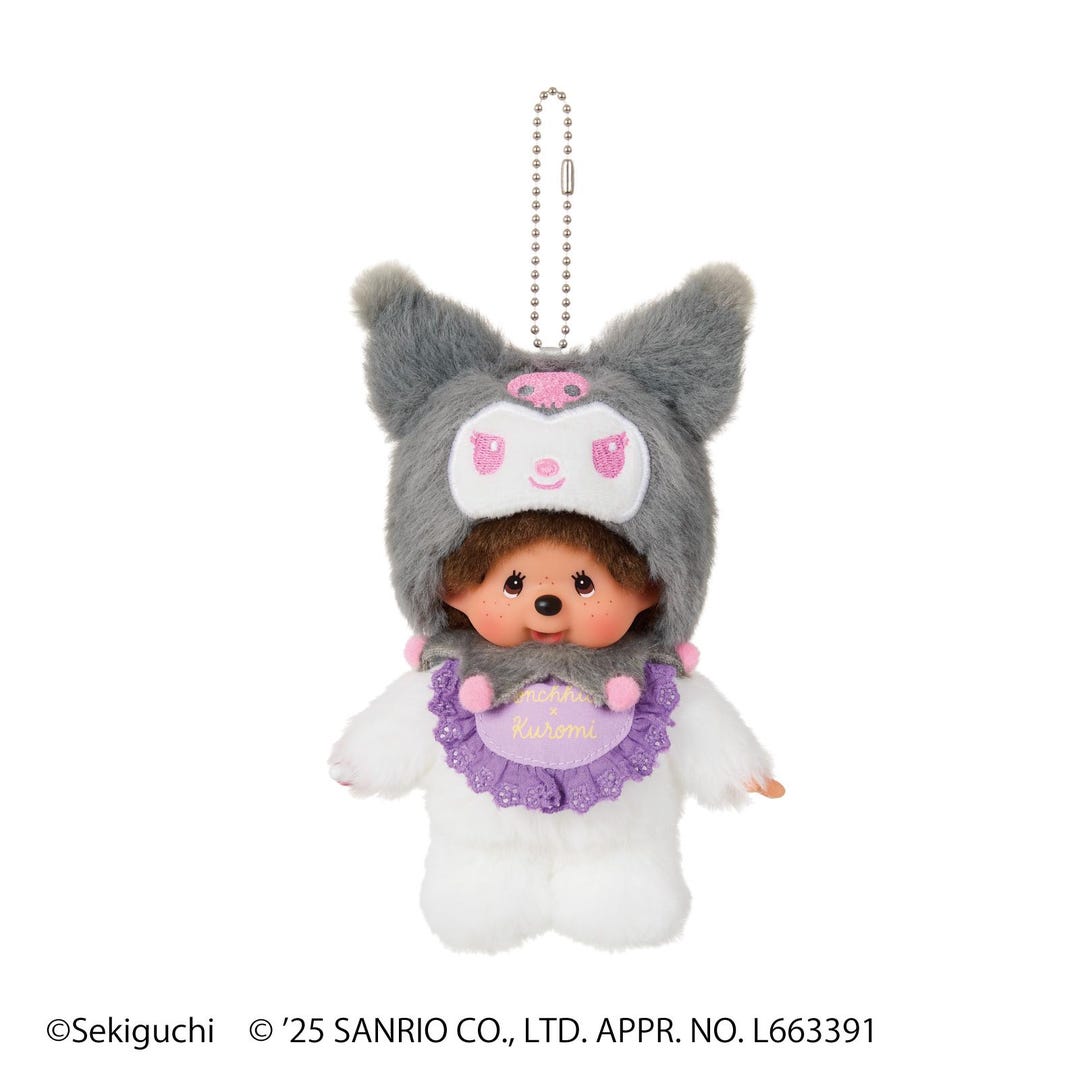 Kuromi Monchhichi Doll – Sanrio × Sekiguchi Collaboration