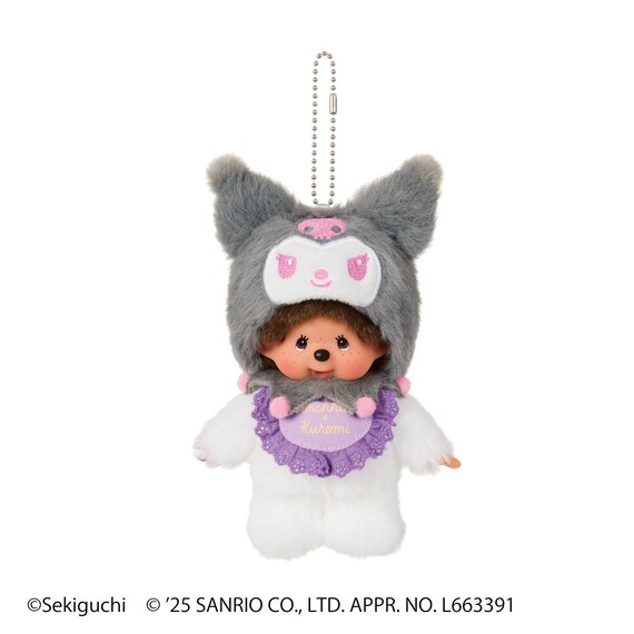 Kuromi Monchhichi Doll – Sanrio × Sekiguchi Collaboration