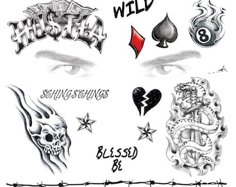 Thug Black Ink Realistic Gangster Rapper Face Costume Tattoo