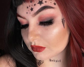 Thug Black Ink Realistic Girl Gangster Face Costume Tattoos