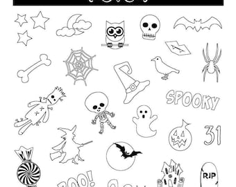 Tatuajes de Halloween: pequeños tatuajes espeluznantes que brillan en la oscuridad. Tatuajes temporales.