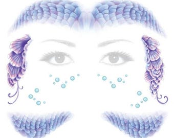 Large Mermaid Face Temporary Tattoo