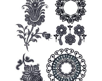 Multiple Henna Tattoos: Medieval Temporary Tattoo Set