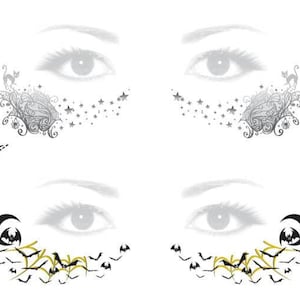 Two Cats and Bats Halloween Freckles Temporary Tattoo, Halloween Freckles