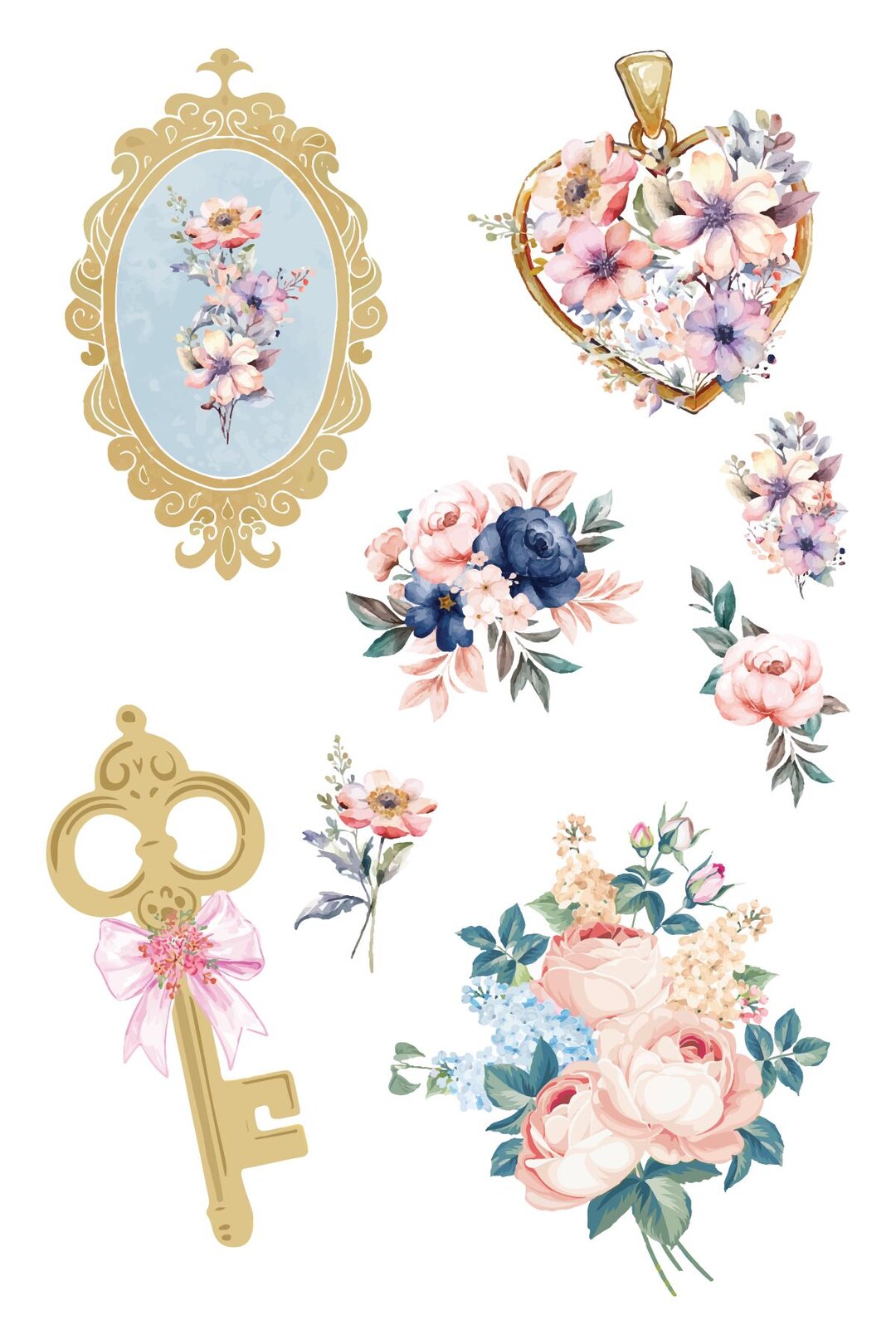 Rococo Flower Sticker Rococo Flowers Temporary Tattoo - Etsy