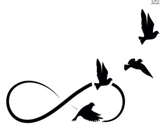 Infinity and Birds Flying  - Longer Lasting 5-14 Days, Semi-Permanent Tattoo