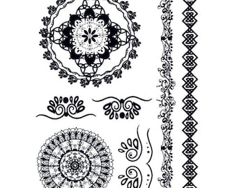 9 Tattoos in Henna Style: Mysterious Temporary Tattoo Set