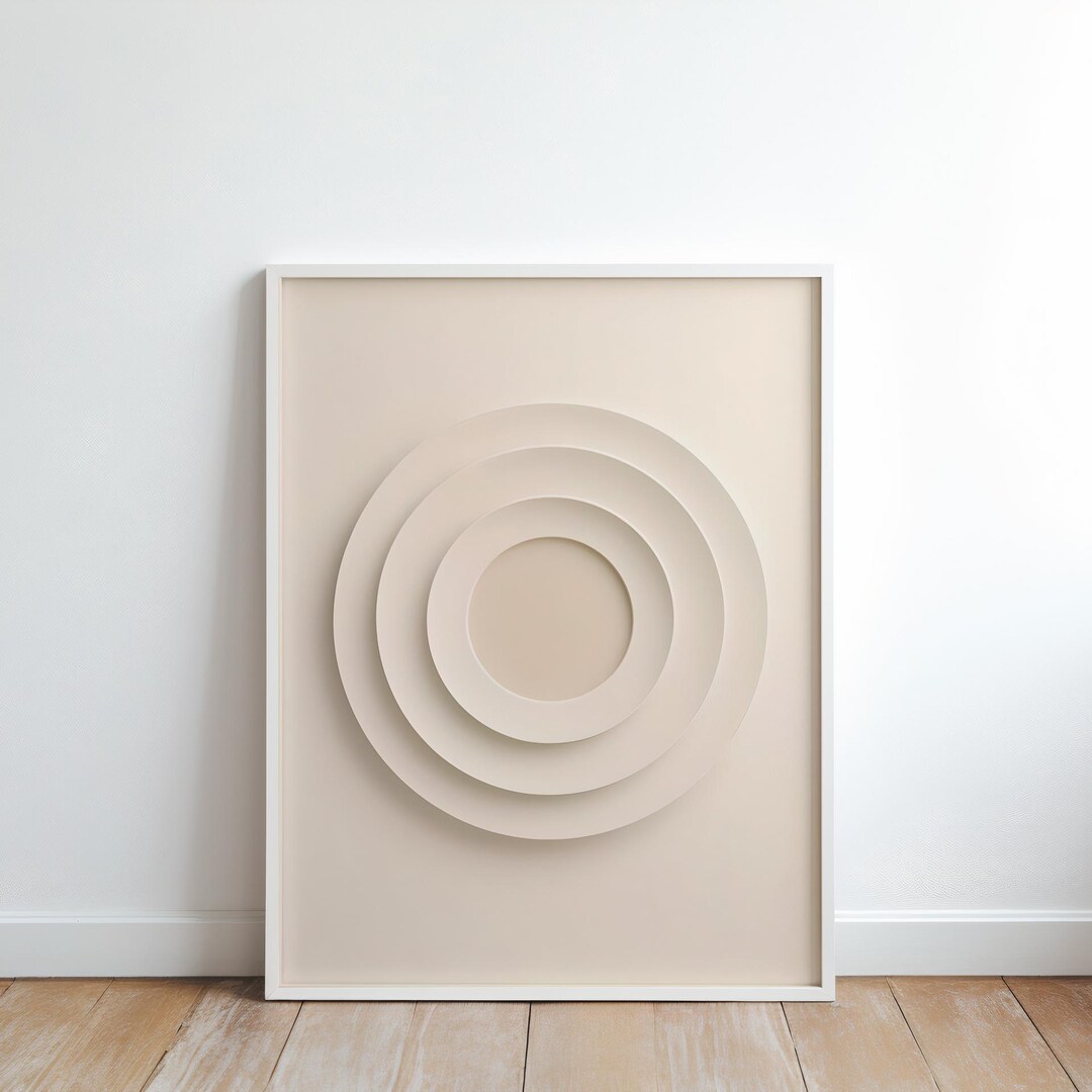Minimalist Beige Concentric Circles Print, 3D Abstract Wall Art - Etsy