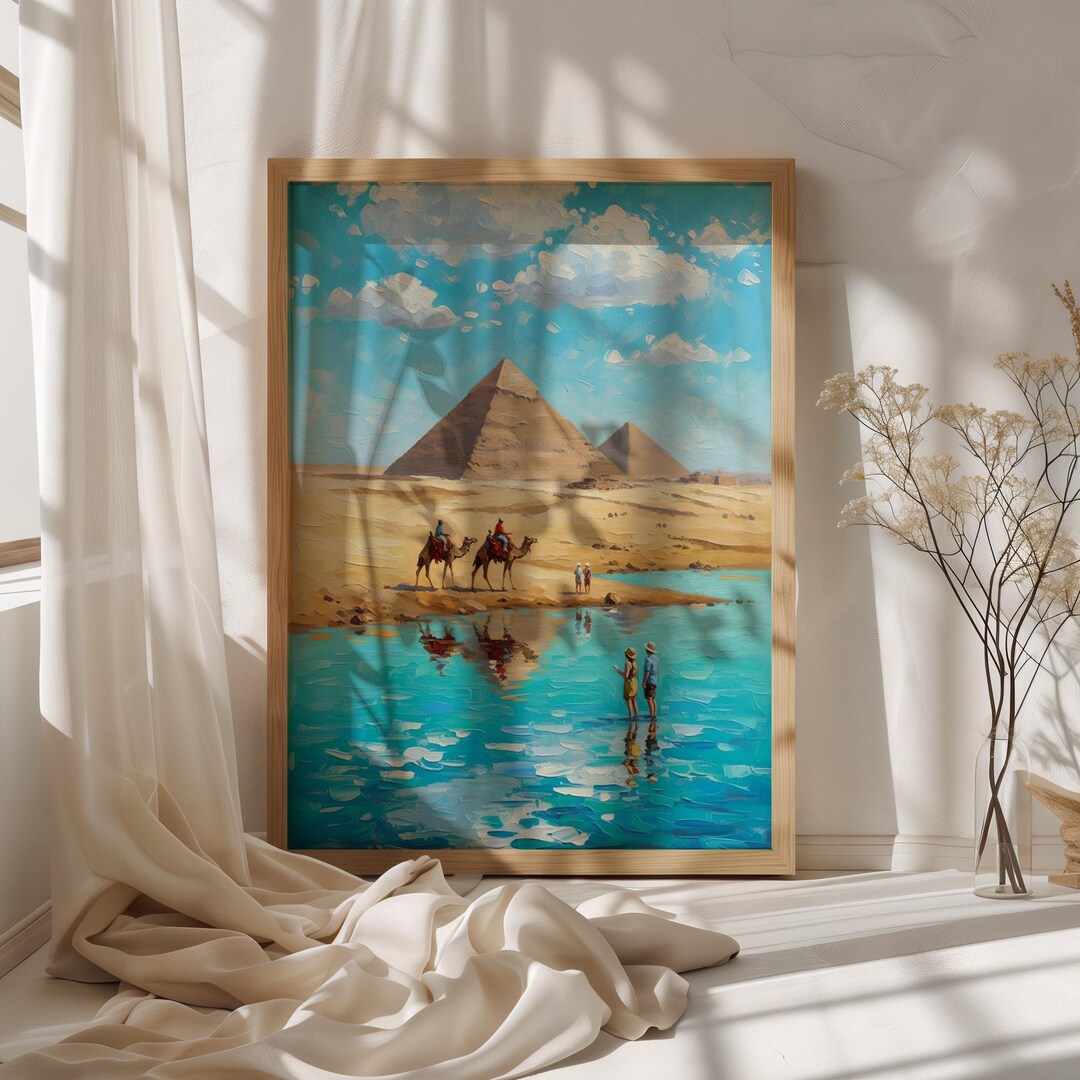 Pyramids of Giza Art Print, Egypt Impressionist Travel Poster - Etsy