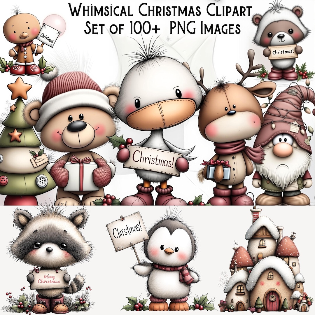 Whimsical Christmas Clipart Bundle 1 | 100 PNG (digital Download) - Etsy