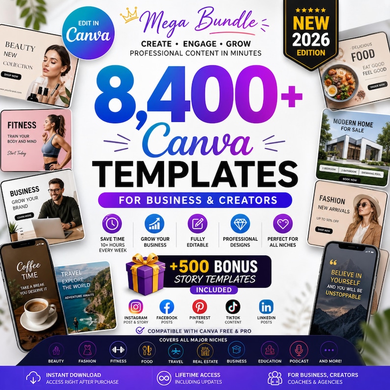 8400+ Canva Templates Bundle | Editable PLR Social Media Designs for ...