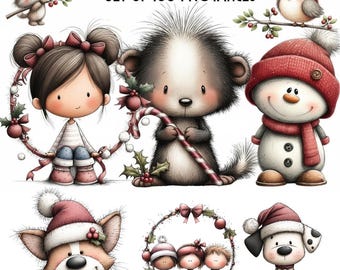 Whimsical Christmas Clipart Bundle 2 | 100 PNG (Digital Download)