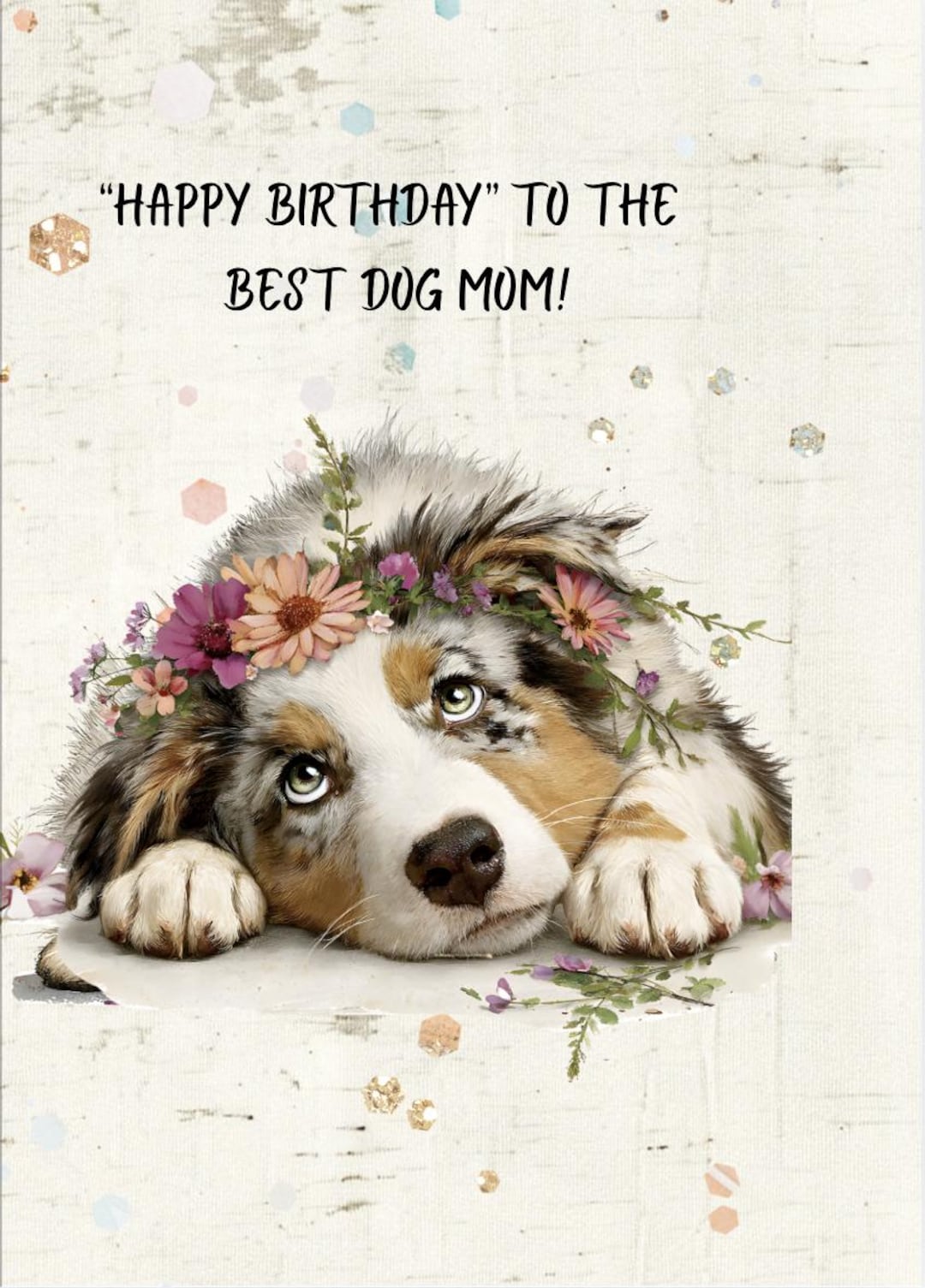 Dog Mom Birthday Card – Floral Puppy, Dog Mom (digital Download 5x7 - Etsy