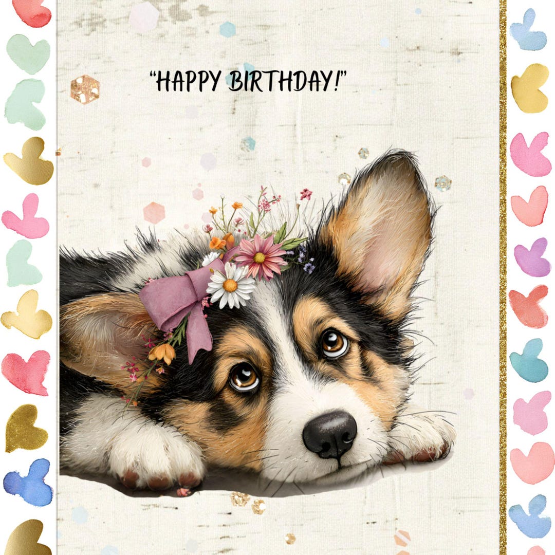 Dog Mom Birthday Card – Floral Puppy, Fur Mama Gift (digital Download ...
